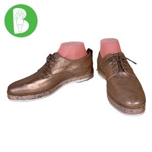 ATTILIO GIUSTI LEOMBRUNI AGL "JULIET" ROSE GOLD METALLIC LOAFERS (38)